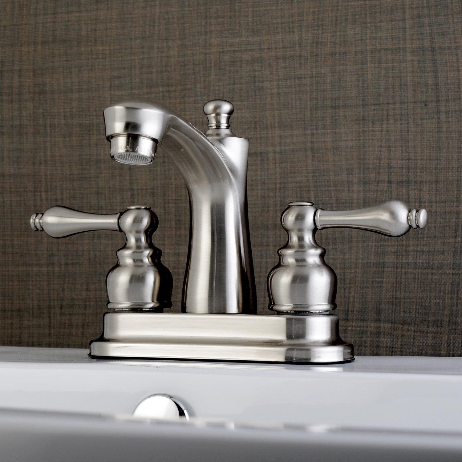 Kingston Tulare FB7628AL - Victorian Double-Handle 3-Hole Deck Mount 4-Inch Centerset Bathroom Faucet with Pop-Up Drain, Brushed Nickel — thumbnail 2